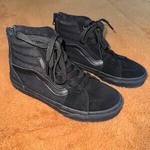 Vans Filmore Hi Zip Black Suede/Canvas Kids Sneakers - Size 2Y